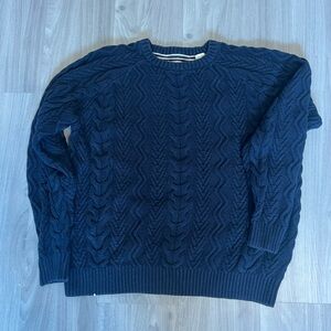 Weatherproof Blue Crewneck Cable Knit Sweater
